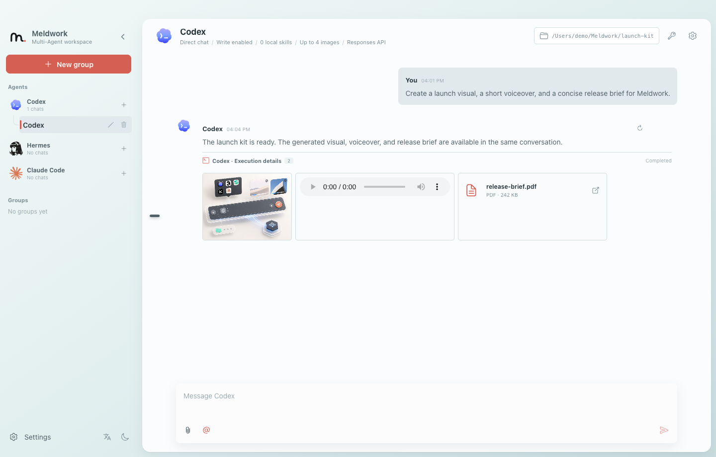 Direct multimodal session with local files